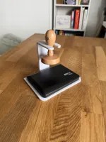less overhang, holds 1 stamp, 2 ink pads