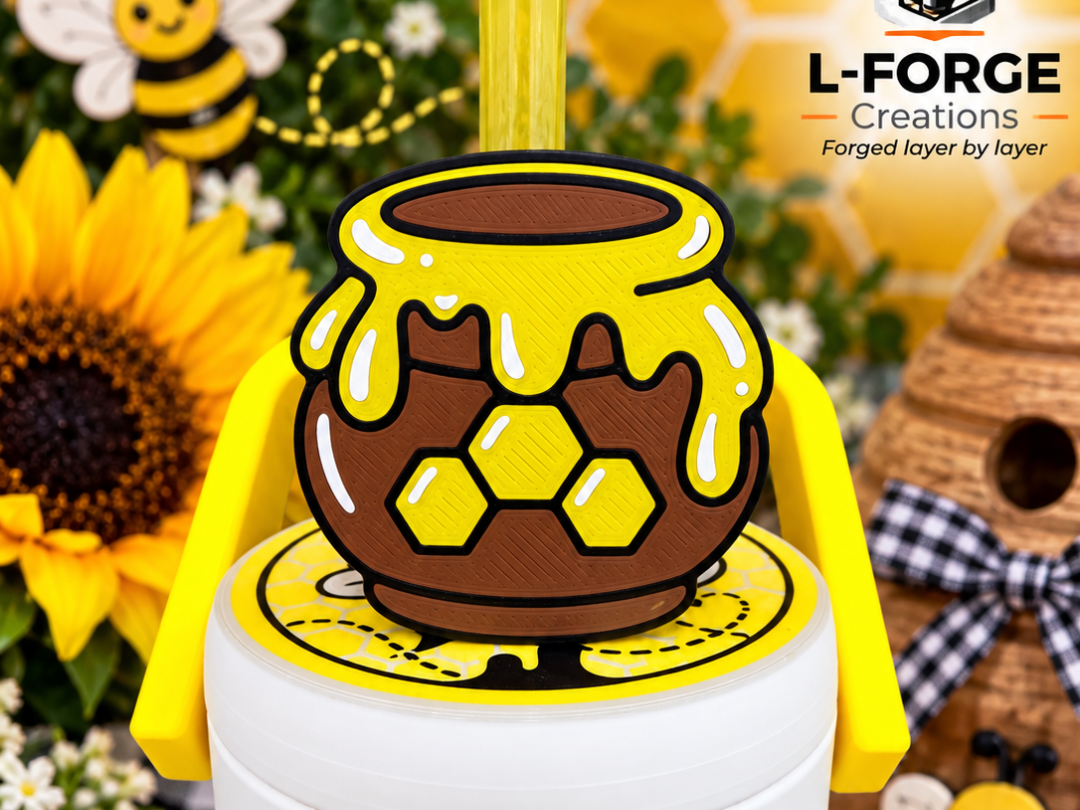 Honey Pot Straw Topper 3D model
