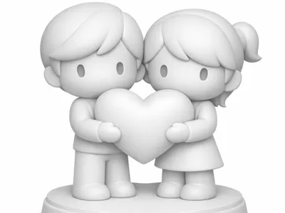 Valentine’s Day Figurine – Cute Couple with Heart