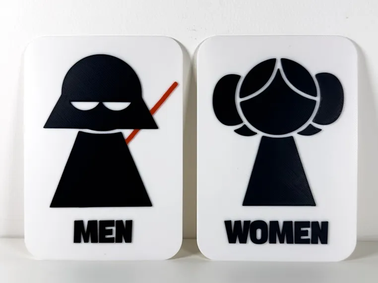 Star Wars Bathroom Signs Darth Vader & Leia