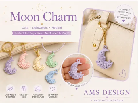 Llavero: Celestial Moon Charm – Keychain & Necklace and Bag — referencia de MakerWorld