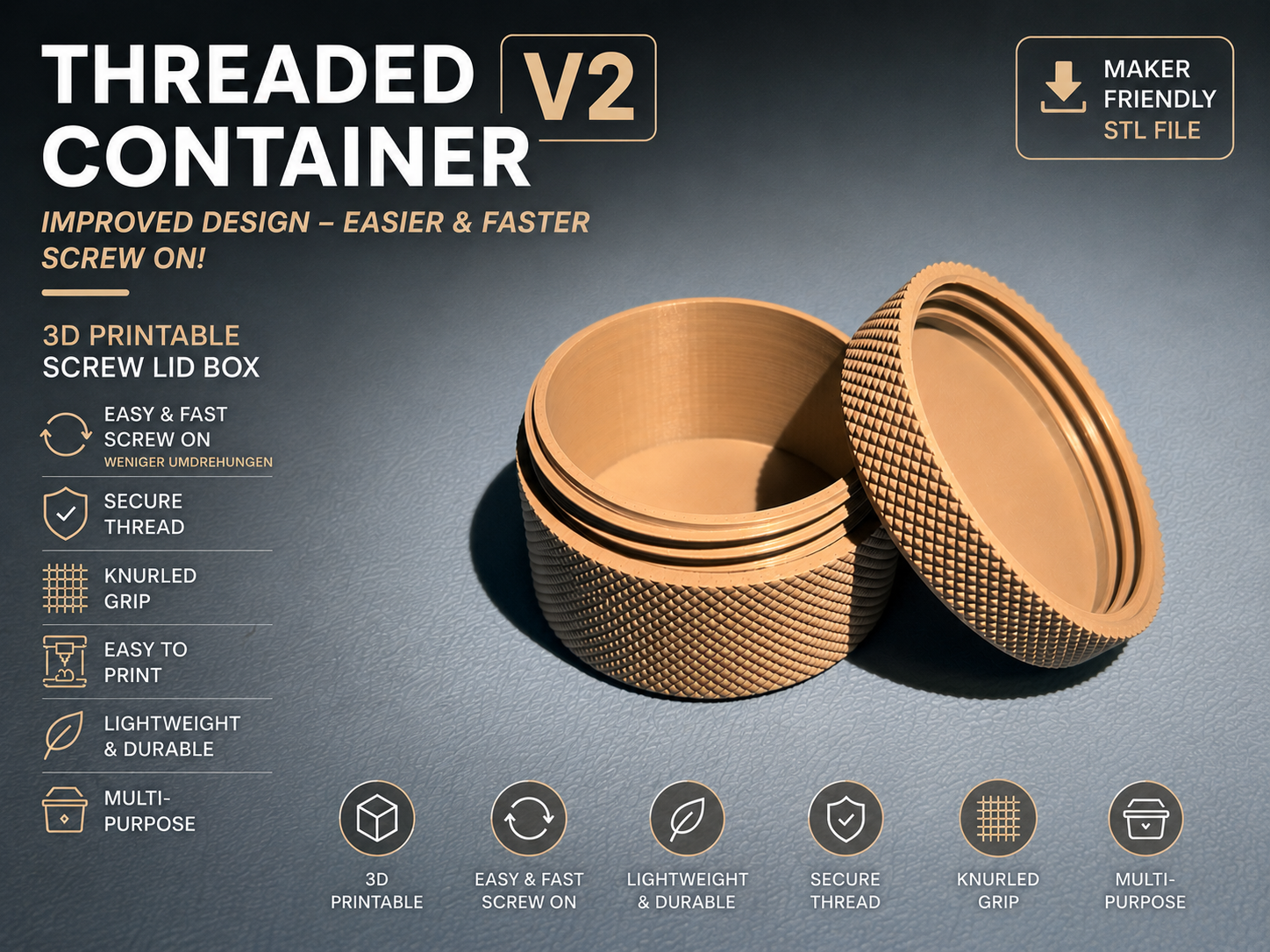 Screw Lid Container V2 | Improved Design