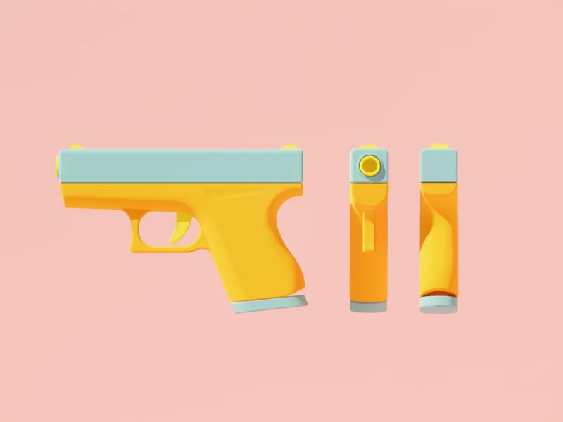 多巴胺色系玩具手枪模型-基于Glock G43-橡皮筋驱动滑套-不可锁止-不可激发-需要胶水