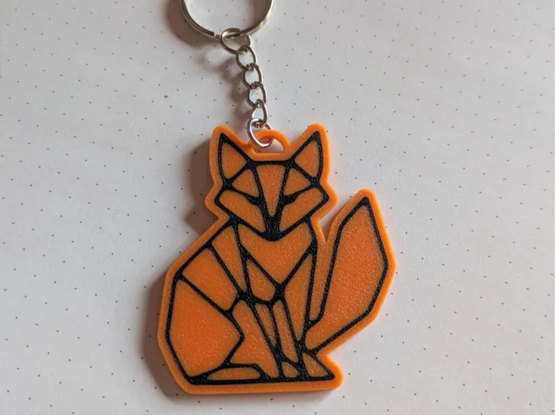 Geometric Fox Keychain