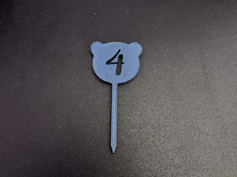 Cute Bear Number 4 Cupcake Topper