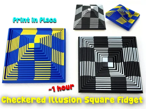 Objeto manipulable: Checkered Illusion Square Fidget (Checkered Flag) — referencia de MakerWorld
