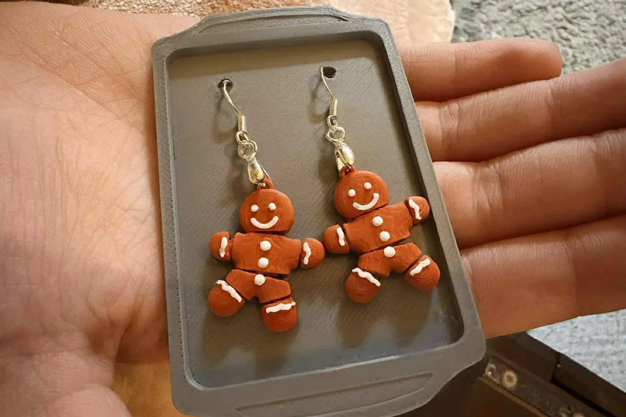 Articulated Gingerbread Man Earrings view 2