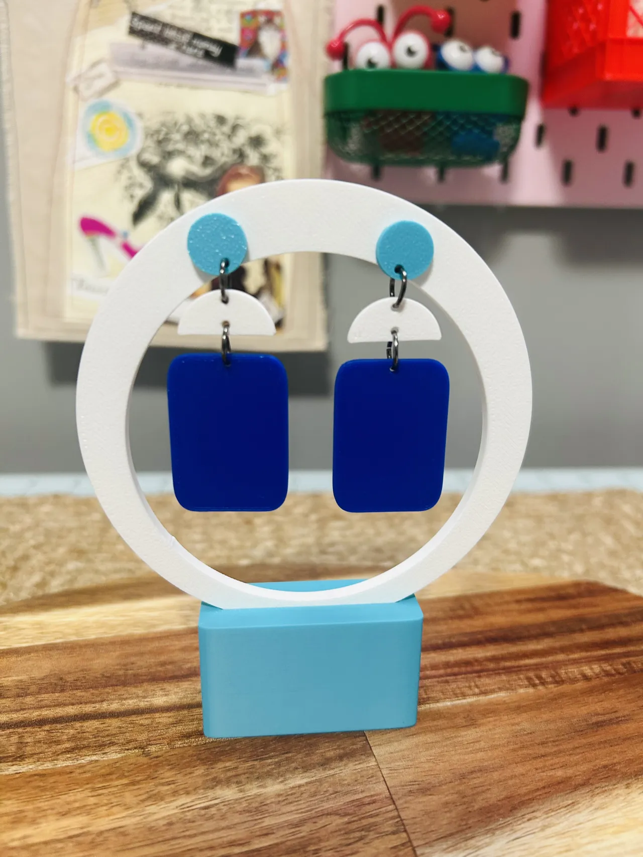 Triple geometric abstract earrings view 4