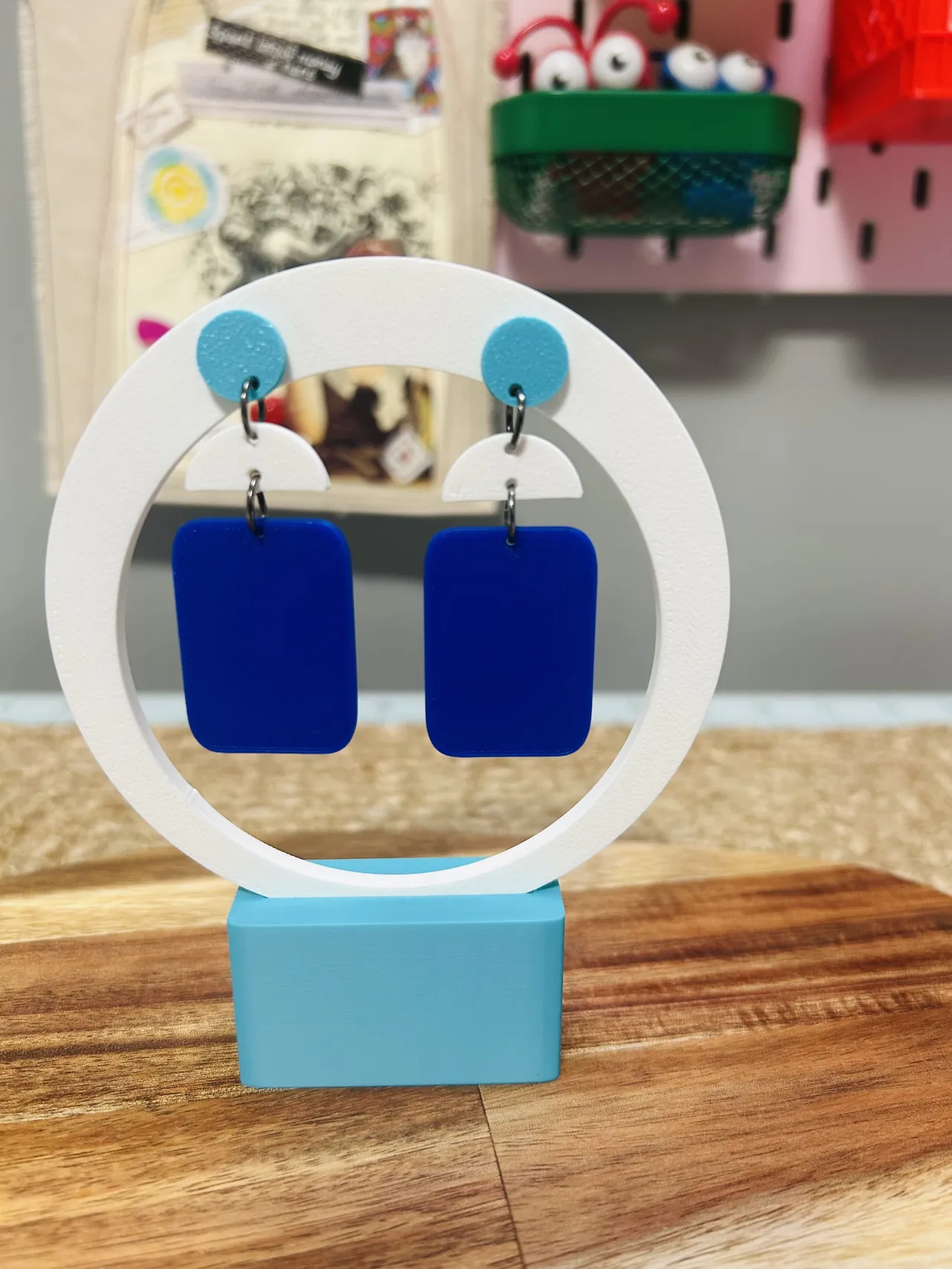 Triple geometric abstract earrings view 3