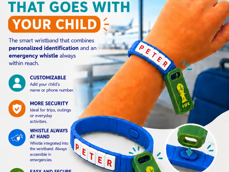 kids custom bracelet with whistle