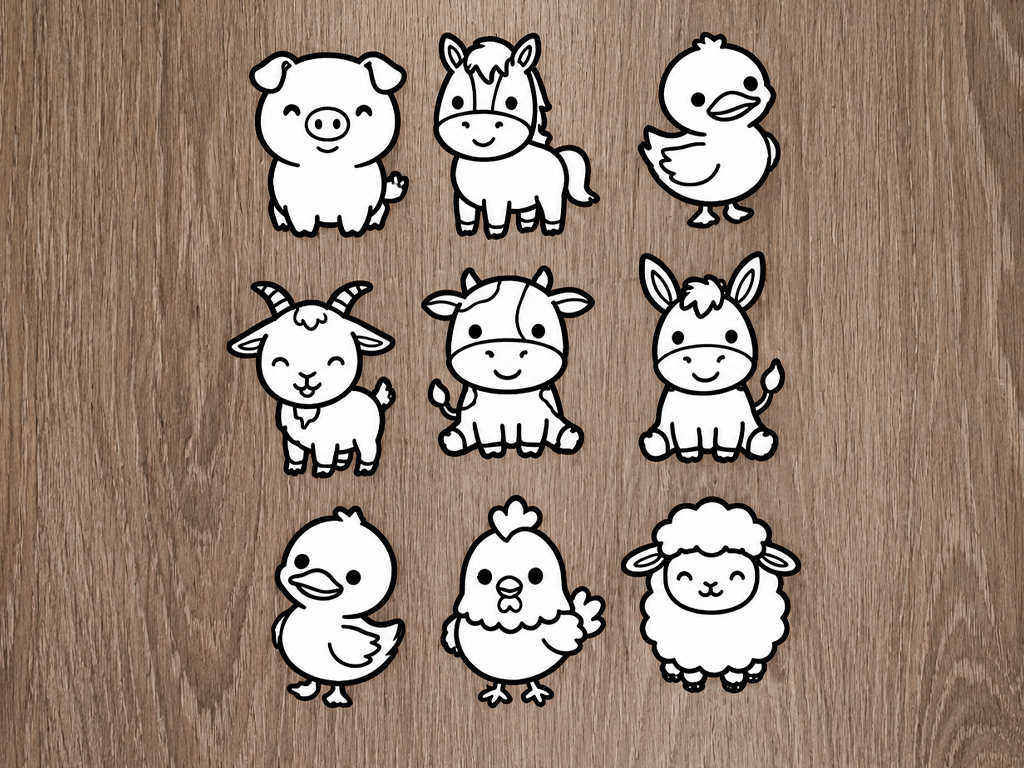 Kit para colorear de animales de granja 3D model