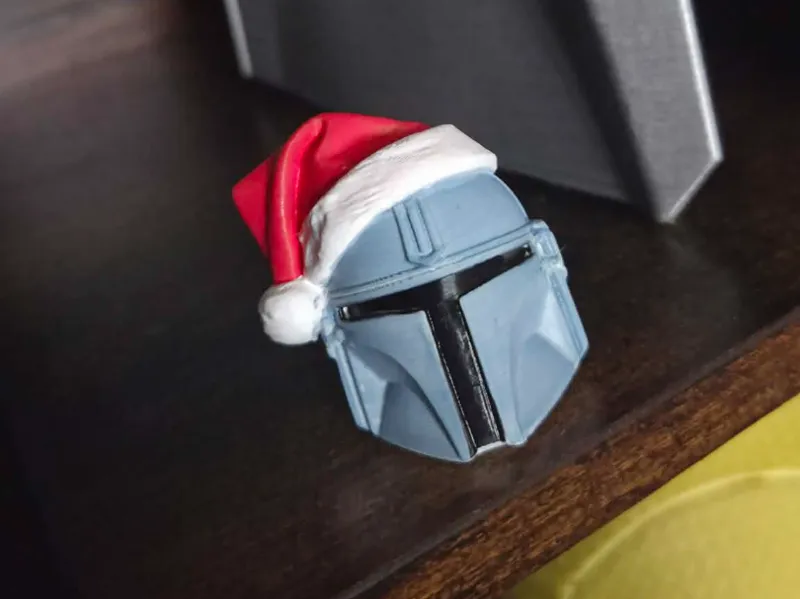 Mandalorian in santa hat
