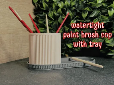 Watertight paint‑brush cup with tray