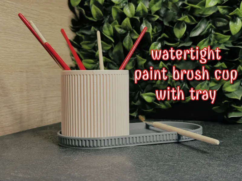 Watertight paint‑brush cup with tray