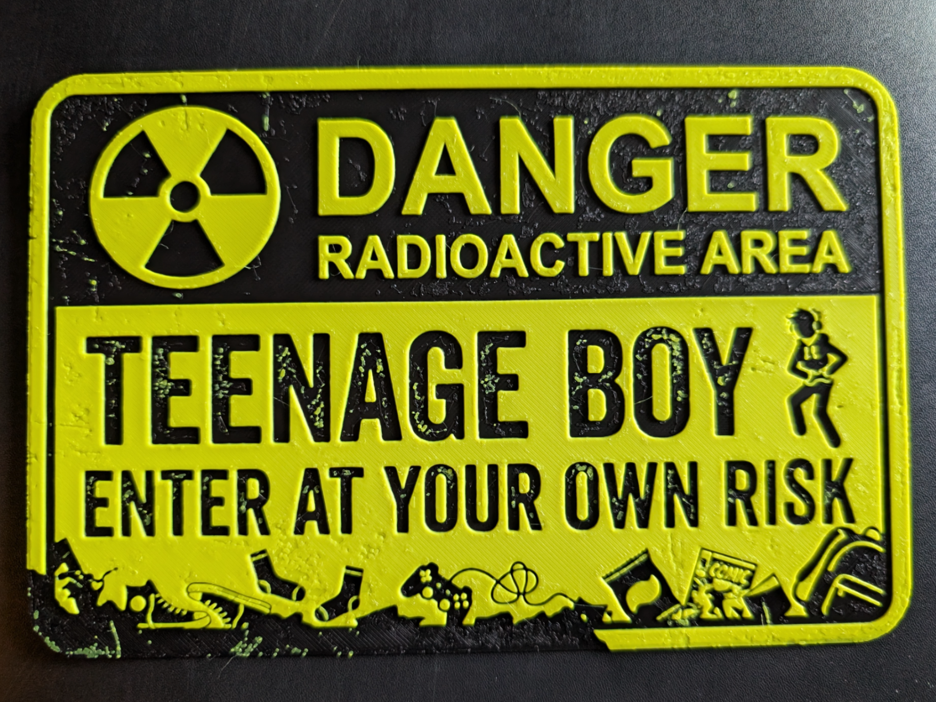 Hueforge Teenage Boy Danger Door Sign