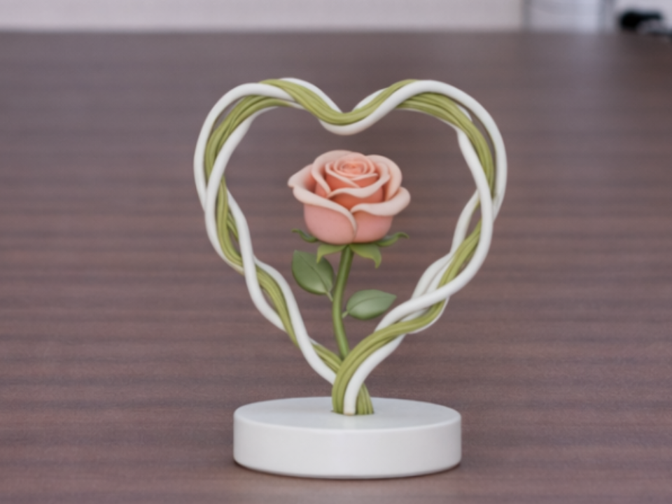 Intertwined Rose Heart Sculpture