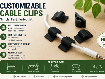 Customizable Cable Clips / Cable Holders Generator