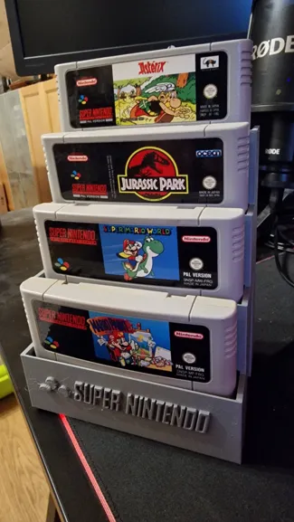 PAL SNES Game Display-Stand for 4 Cartridges v3