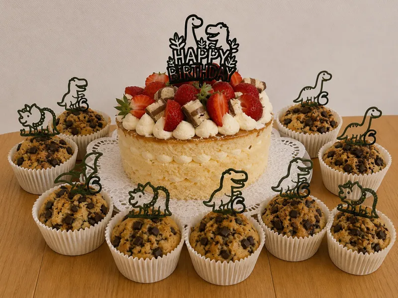 Dino Birthday Cake Topper Set – Age 6