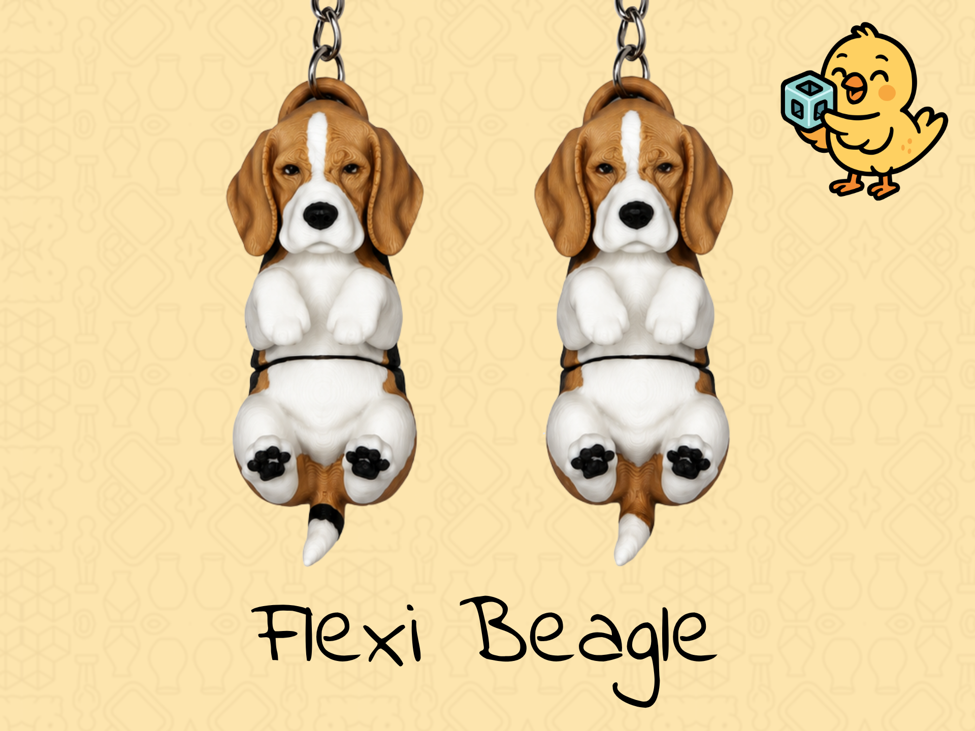Cute Beagle Keychain – Articulated Flexi Toy Dog