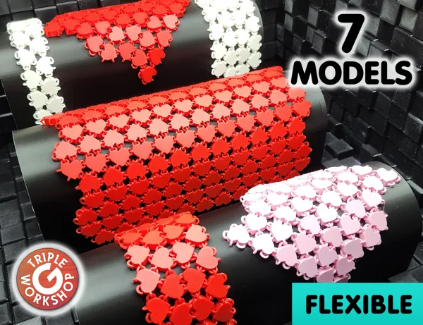 Tissu articulé en forme de cœur - 7 modèles