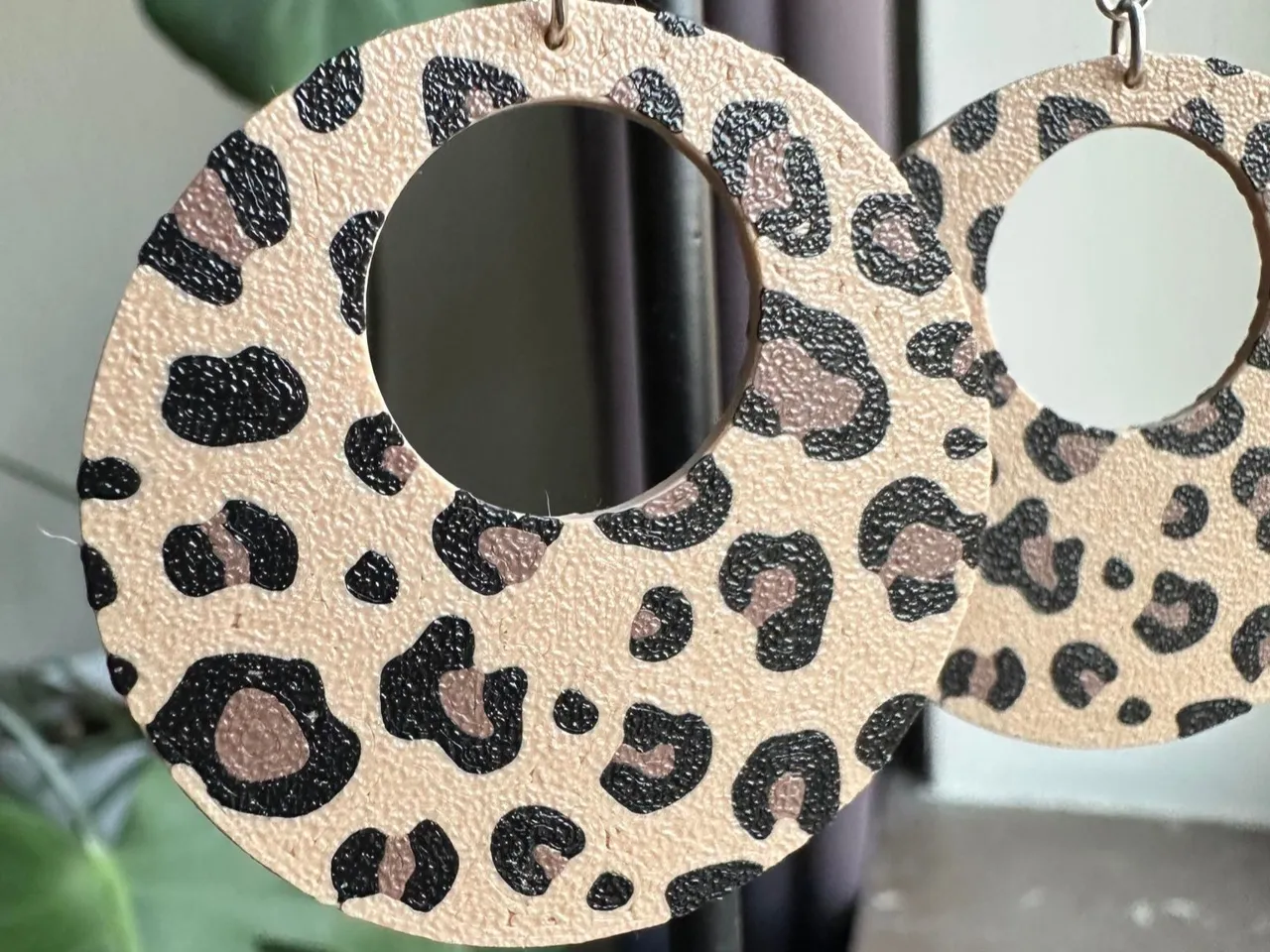 Leopard pattern earrings view 2