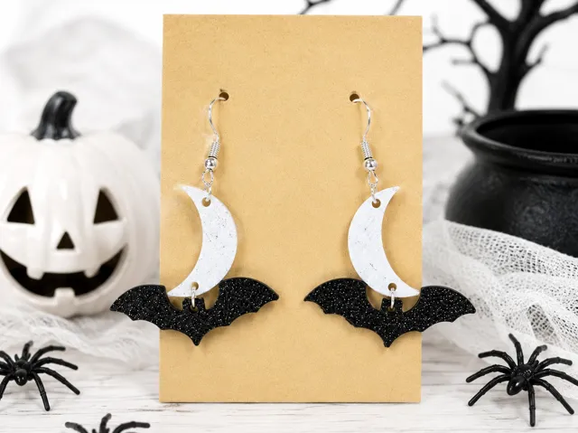 Moon and bat earrings