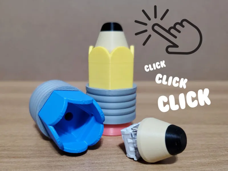 Double action pencil fidget clicker