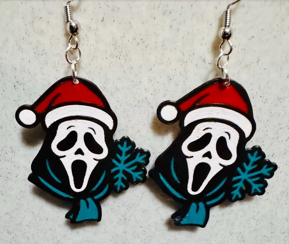 Ghostface Christmas Earrings view 2