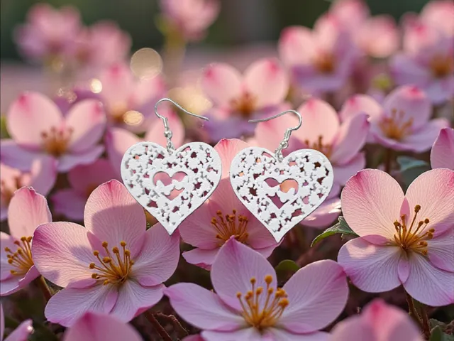 Butterflies flowers and heart earrings