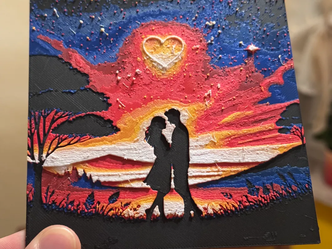 Tableau coucher de soleil romantique
