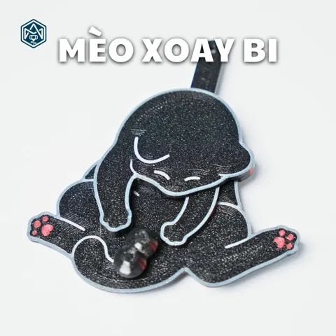 Cat spinning ball fidget - Móc khóa mèo xoay bi view 4