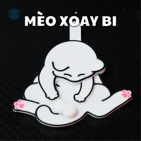 Cat spinning ball fidget - Móc khóa mèo xoay bi view 3