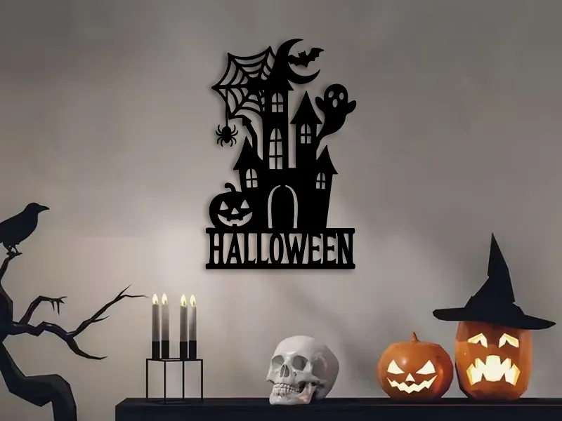 Silhouette maison hantée Halloween
