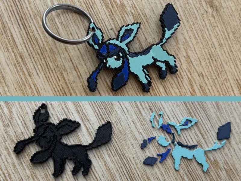 8-bit Glaceon Multipart Keychain