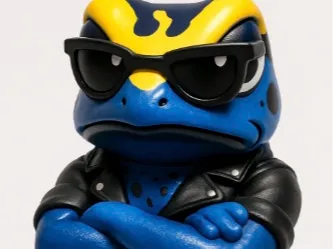 Blue tree frog biker