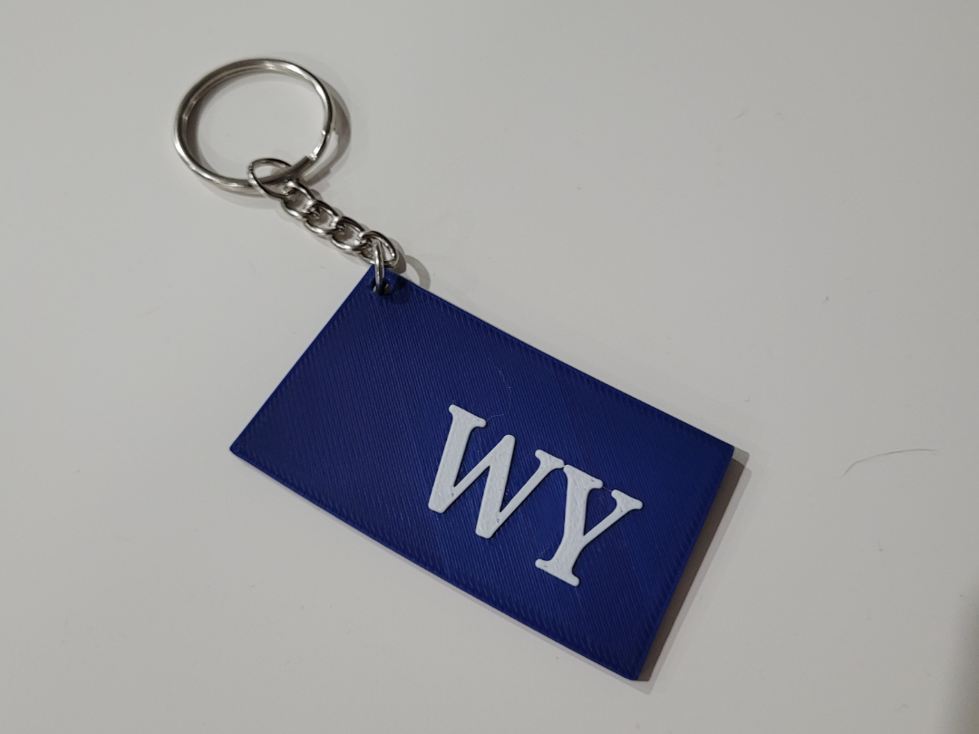 Wyoming state outline keychain, easy print