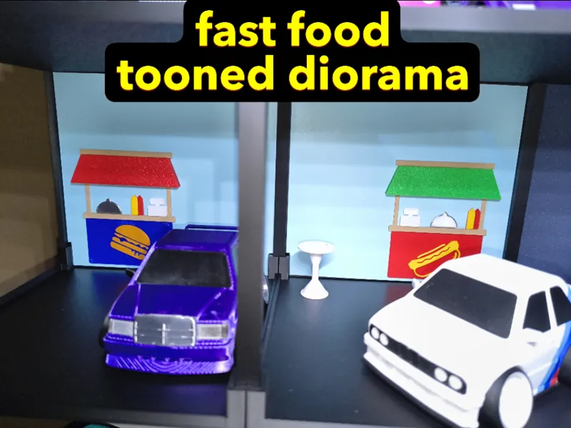 fast food stand module for tooned diorama shelf