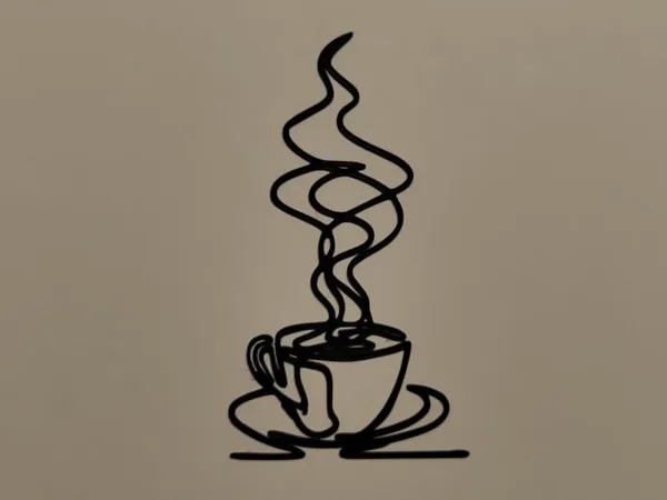 Décoration murale line art tasse de café