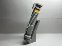 Display stand for locking blade lightsaber.