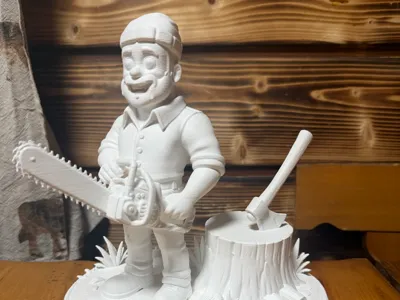 Cartoon Lumberjack with Chainsaw
