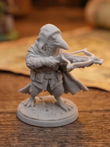 Escenografía en miniatura: Kenku Ravenfolk Ranger - Avian Marksman 32mm base — vista de referencia 2