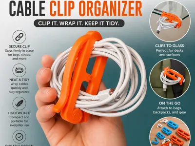 Reusable Ergonomic Hinge Wire Cable Clip Organizer