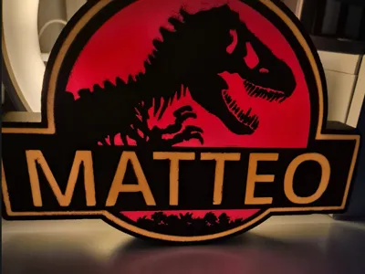 Jurassic Park Lightbox Lamp with Name