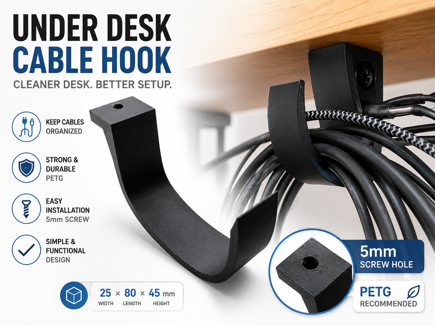 Under Desk Cable Hook