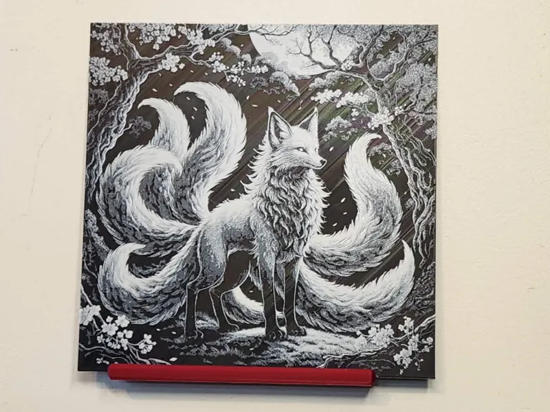 Hueforge - Elegant White Kitsune in Forest