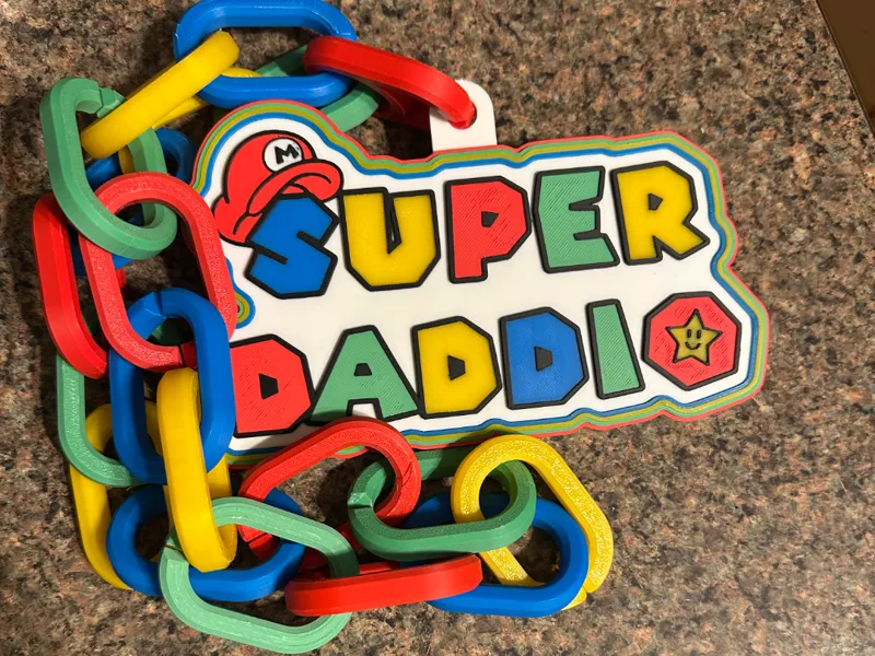 Super Daddio Mario Themed Fathers Day Necklace