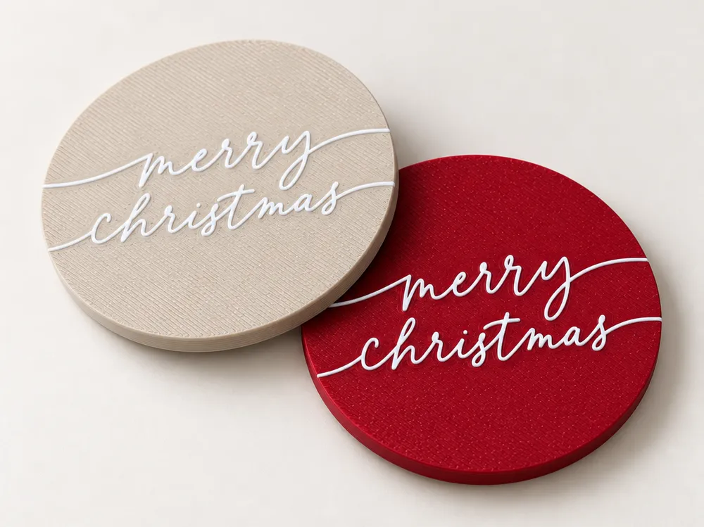 Merry Christmas Coaster – 2 Color for AMS - Free 3D Print Model ...
