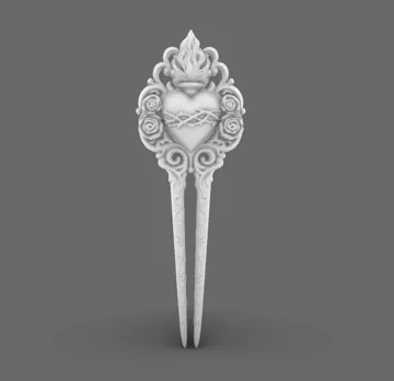 Letrero o emblema decorativo: Goth Sacred Heart Rose Baroque Hair Comb for Bun — vista de referencia 5