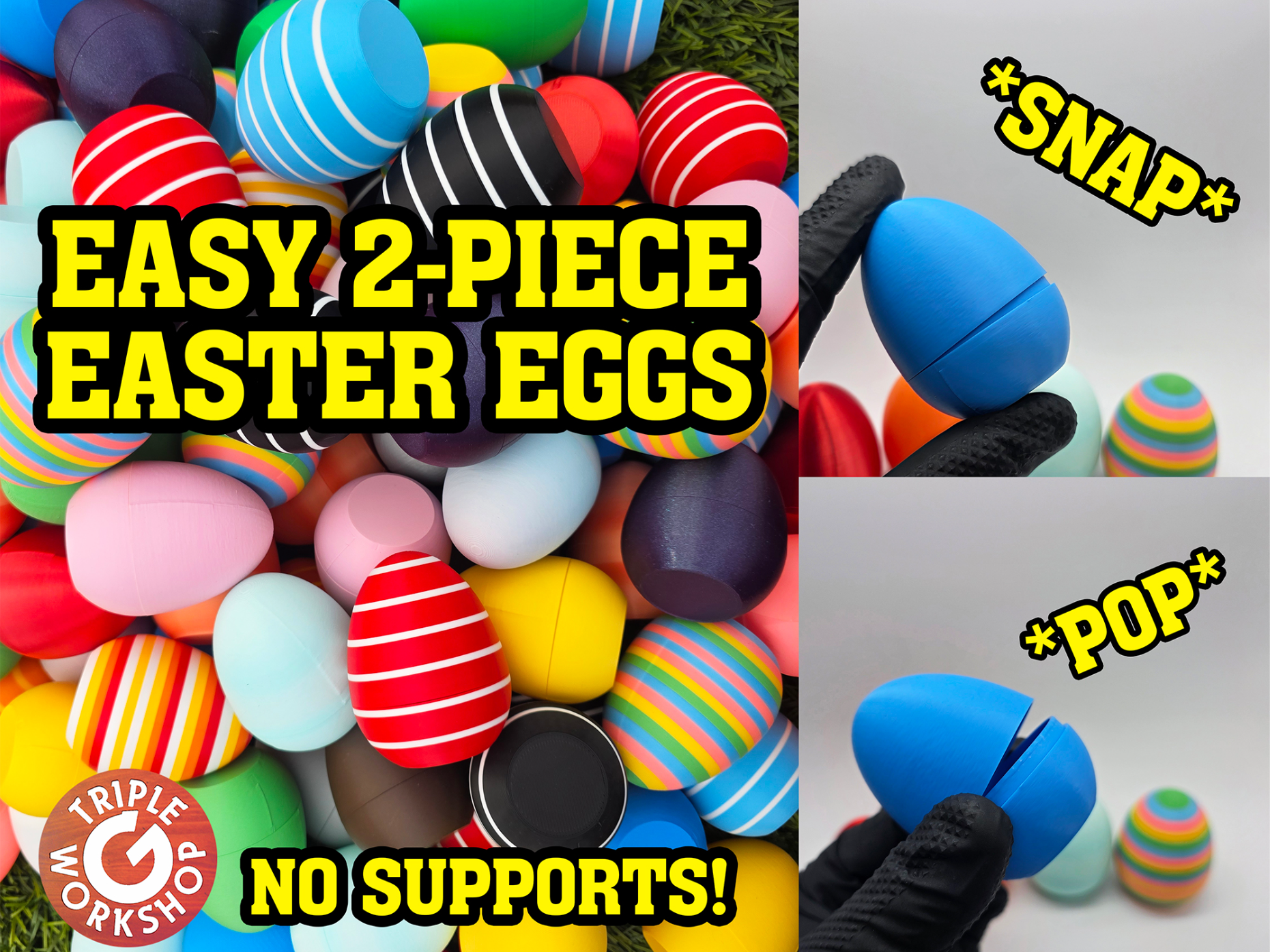 Easy 2-Piece Easter Eggs - No Supports